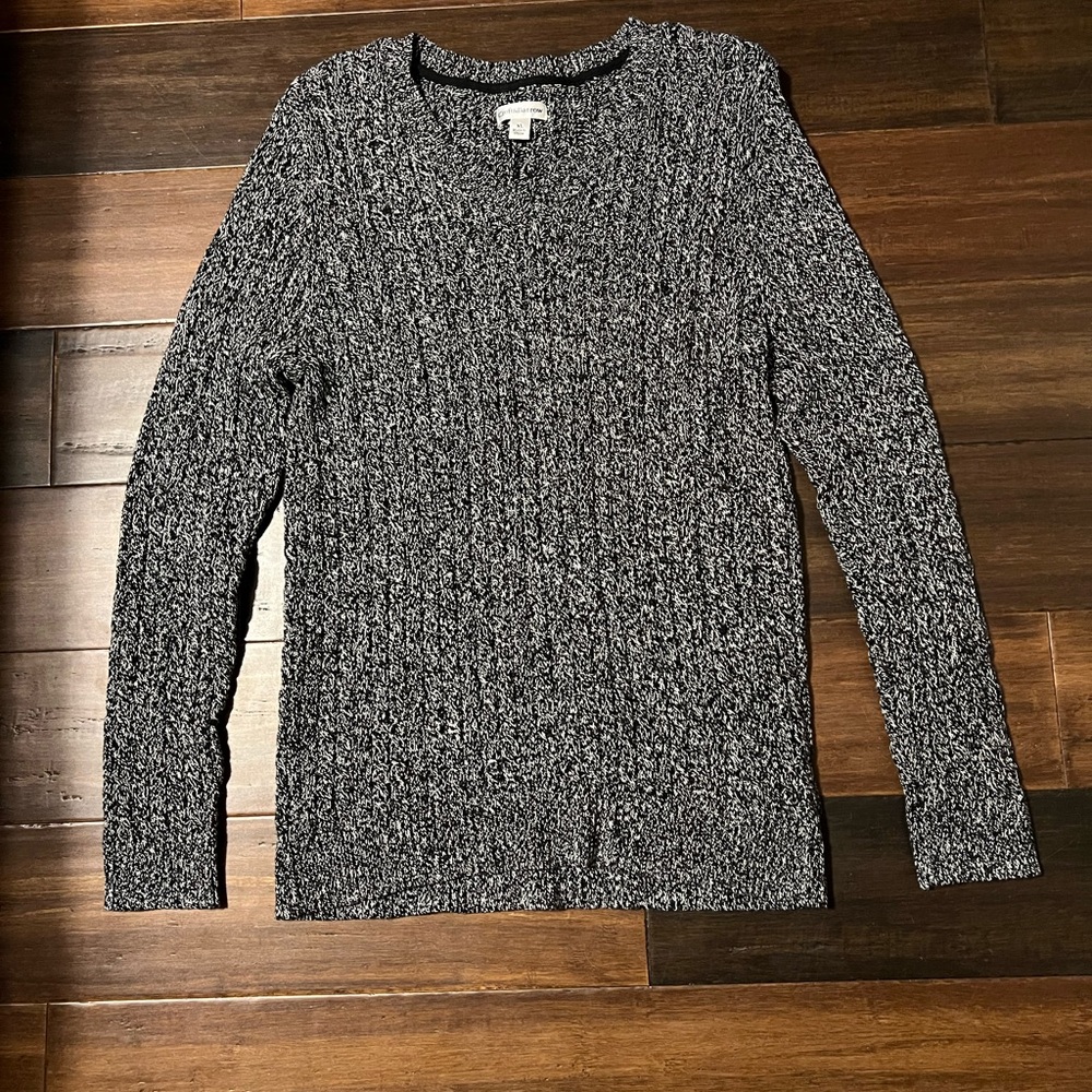 Croft & Barrow Women's XL V-Neck Monochrome Cable Knit Pullover 100% Cotton